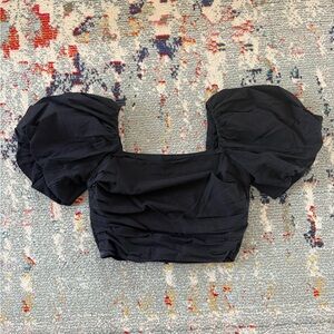 Elegant Black Puff Sleeve Top